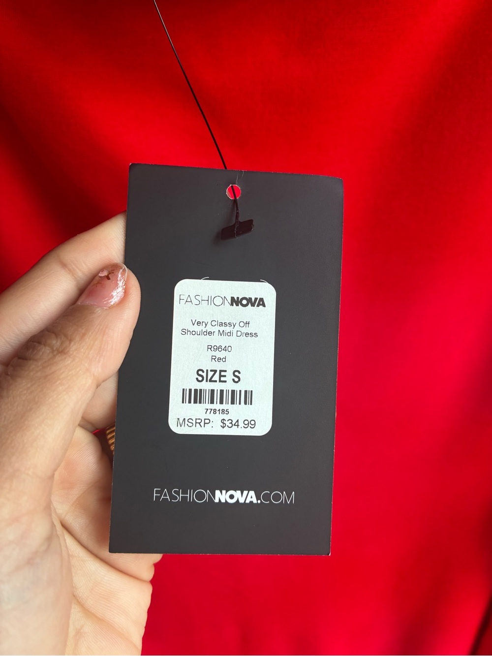 Fashion Nova Very Classy Off Shoulder Midi Dress Red NWT Size Small - Picture 3 of 8